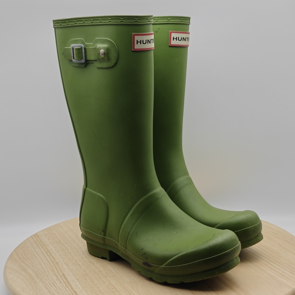 Hunter Boots Womens Size 4 Green Rubber Knee High Rain Boot Waterproof